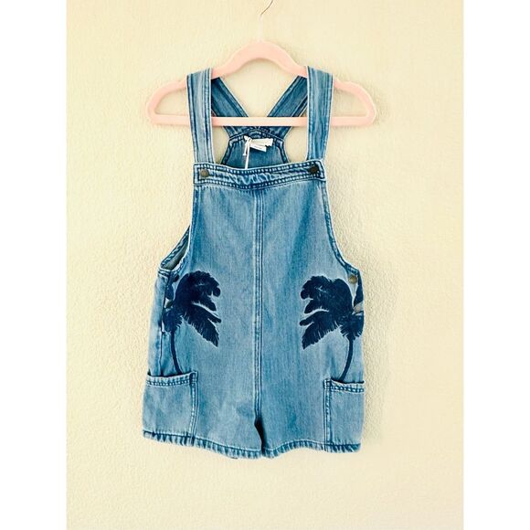 NWT Stella McCartney Kids Girl Embroidered Palms Denim Overalls Size 8 - Picture 5 of 9